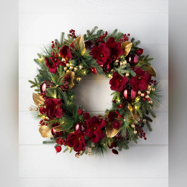 Guirlanda Glamour Vermelho e Dourado com LED 70 cm