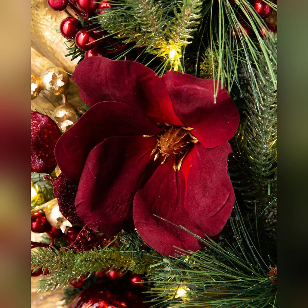 Guirlanda Glamour Vermelho e Dourado com LED 70 cm