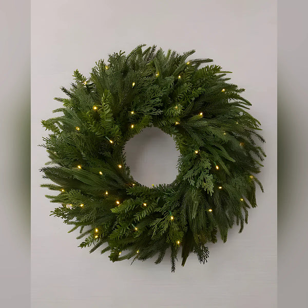 Guirlanda de Natal 90 cm com LED e Folhagens Verdes