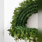 Guirlanda de Natal 90 cm com LED, Folhagens Verdes e Mini Frutas Claras