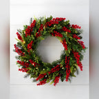 Guirlanda de Natal 90 cm com LED e Galhos de Frutinhas Vermelhas