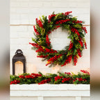 Guirlanda de Natal 90 cm com LED e Galhos de Frutinhas Vermelhas
