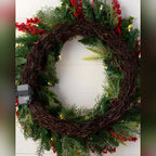 Guirlanda de Natal 90 cm com LED e Galhos de Frutinhas Vermelhas