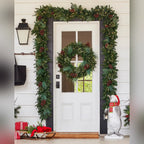 Guirlanda de Natal 90 cm com LED, Pinhas e Folhagens Verdes