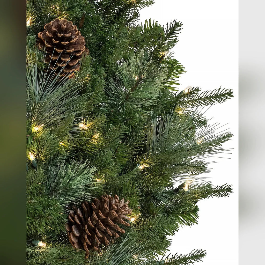 Guirlanda de Natal 90 cm com LED, Pinhas e Folhagens Verdes