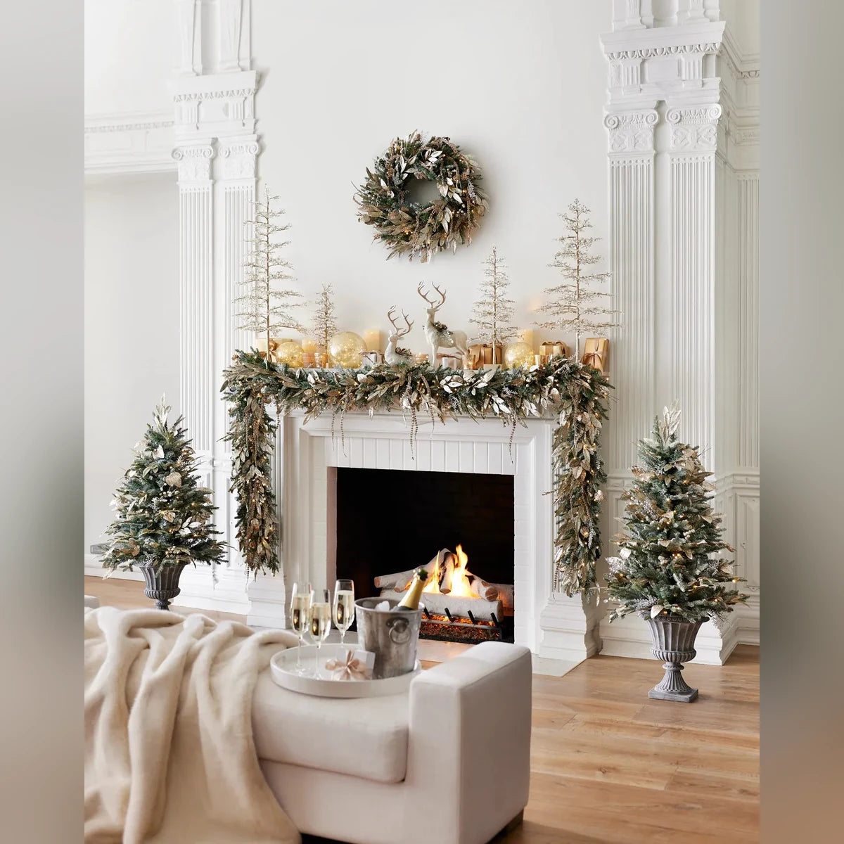 Guirlanda Nevada Champagne com LED 90 cm