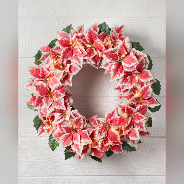 Guirlanda Poinsétia Mesclada com LED 90 cm