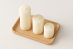 Kit 3 Velas Decorativas com Bandeja de Madeira
