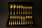 Conjunto Talheres Dourados Premium - 48 Peças Banhado Ouro