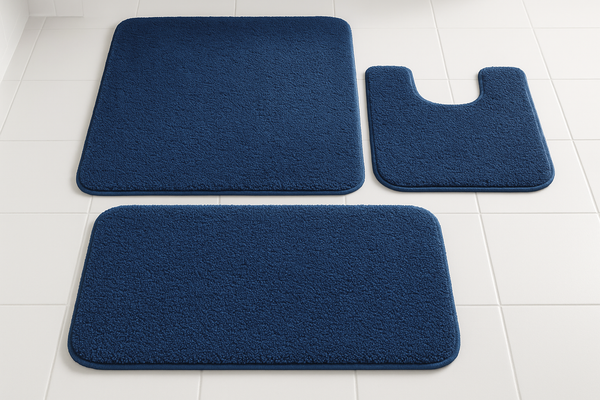 Conjunto 3 Tapetes Banheiro Azul - Tamanhos Coordenados
