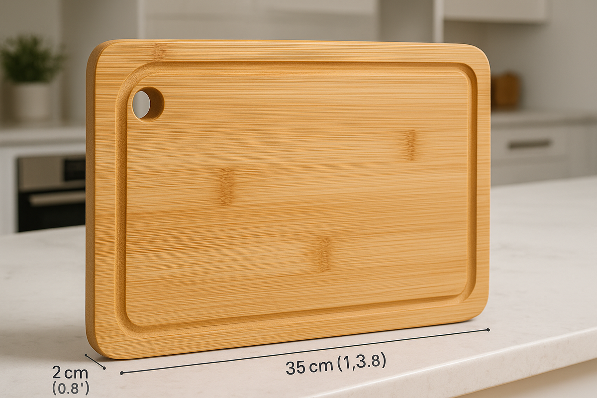 Tábua de Corte Bambu Natural 35x25cm com Canaleta