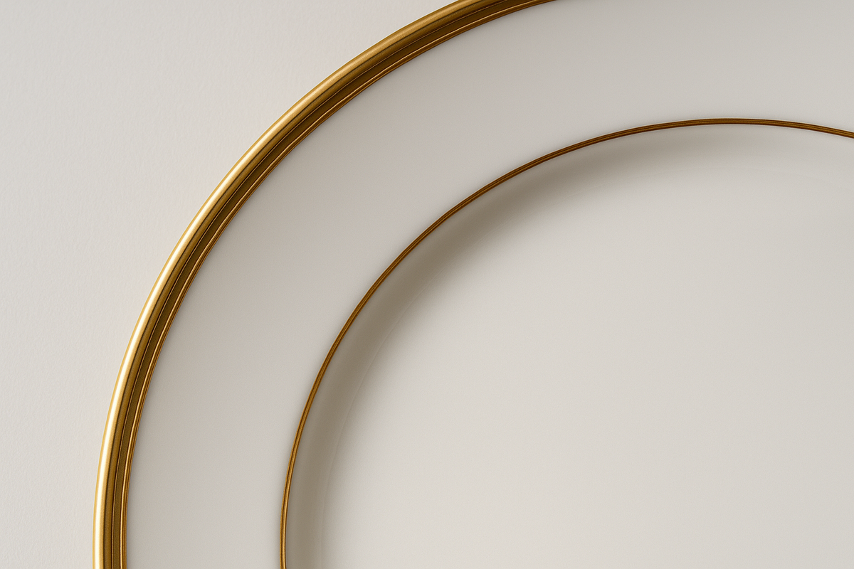 Aparelho de Jantar Porcelana Branca Filete Dourado - 20 Peças