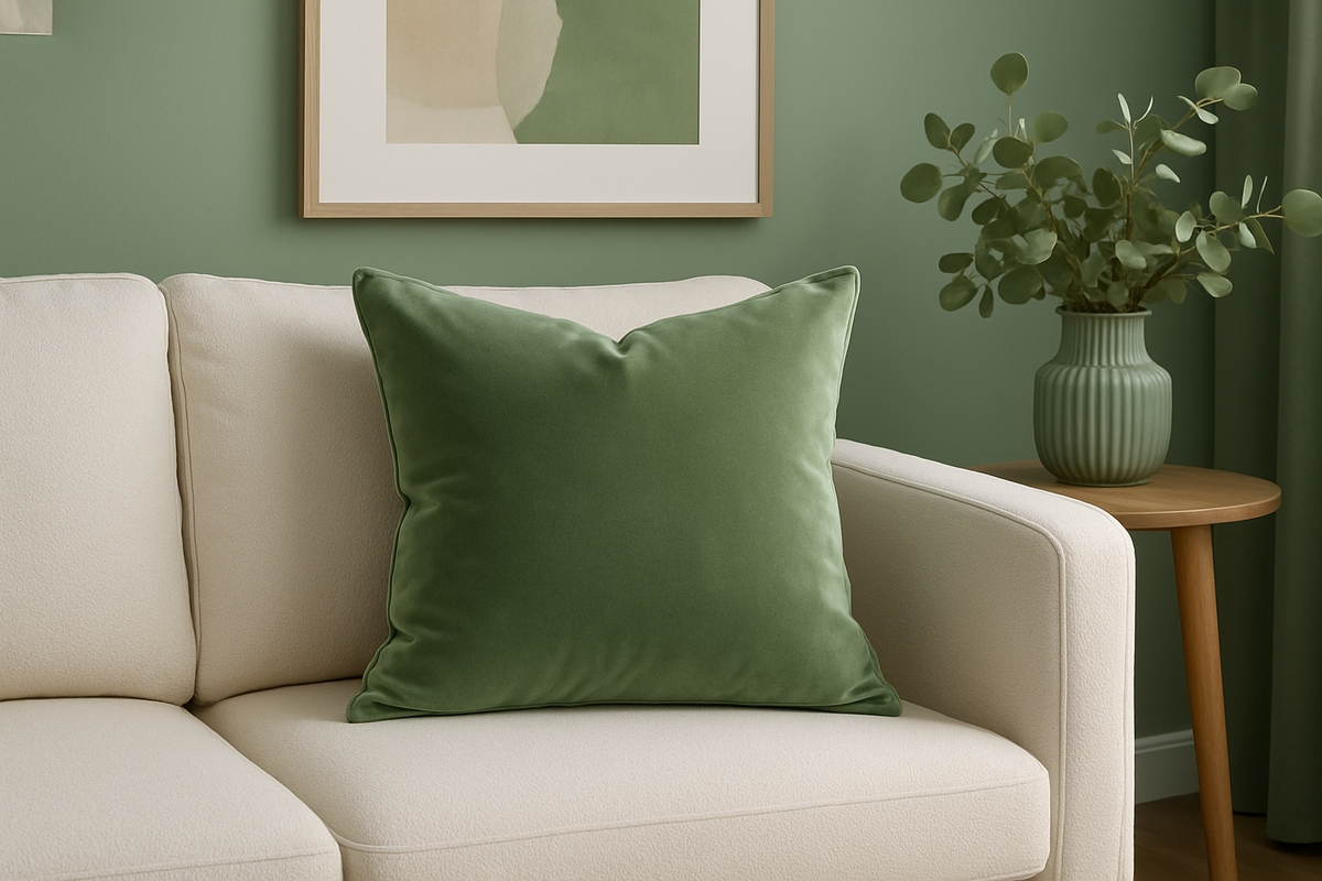 Almofada Decorativa Verde Sage Veludo - 45x45cm