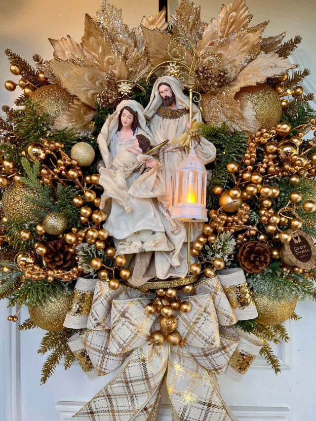 Guirlanda De Natal Sagrada Família C/ Led 50cm