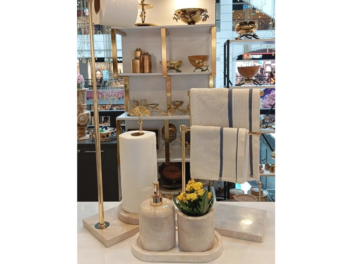 Conjunto de banheiro turco clássico com 6 peças em mármore Branco