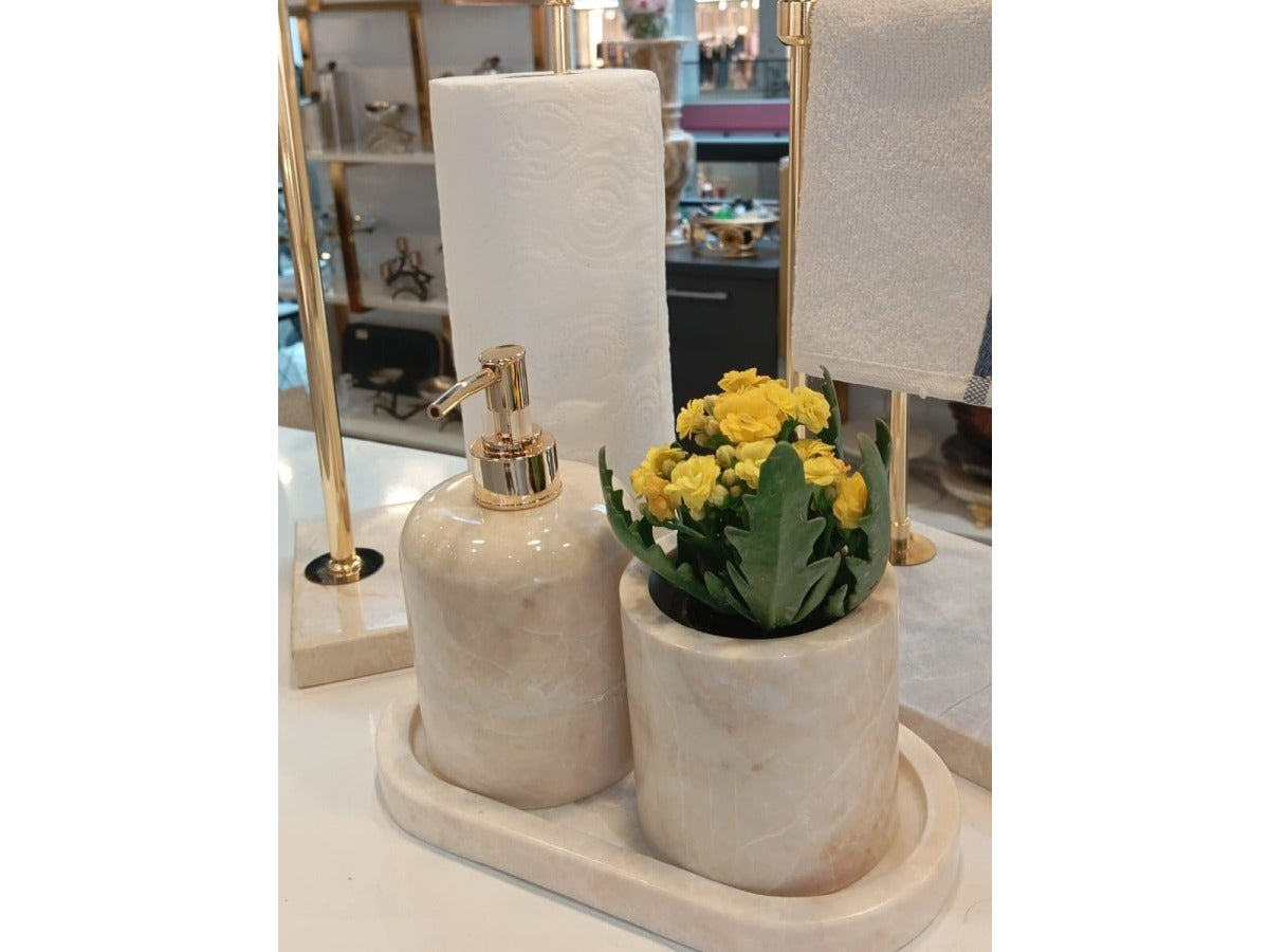 Conjunto de banheiro turco clássico com 6 peças em mármore Branco