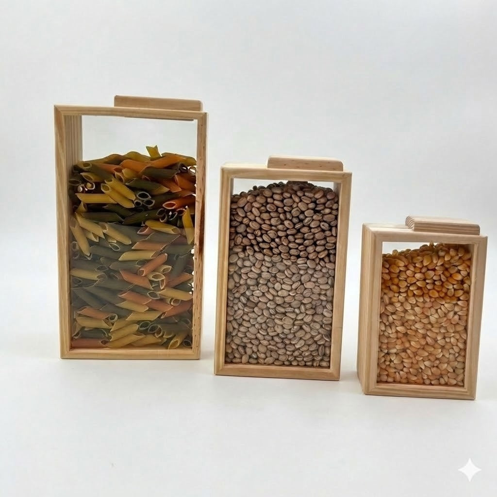 Kit 3 Porta Alimentos Organizador Pinus Ecológico Prático