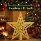 Kit 100 Bolas de Natal Douradas 3, 4 e 6 cm + Ponteira Estrela + Maleta Organizadora