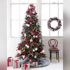 Kit 25 Enfeites para Árvore de Natal Vermelho, Branco e Prata – Coleção Inverno Clássico