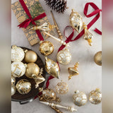 Kit 32 Enfeites para Árvore de Natal Dourado, Champagne e Branco – Bolas e Pendentes