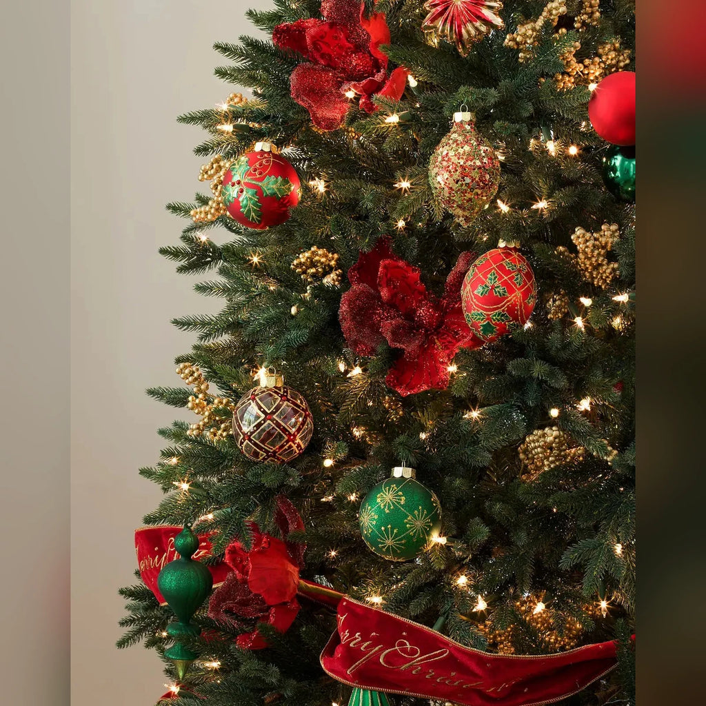 Kit 32 Enfeites para Árvore de Natal Vermelho, Verde e Dourado – Coleção Natal Tradicional