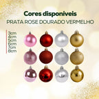 Kit 12 Bolinhas de Natal - 4 Cores, 3cm a 8cm