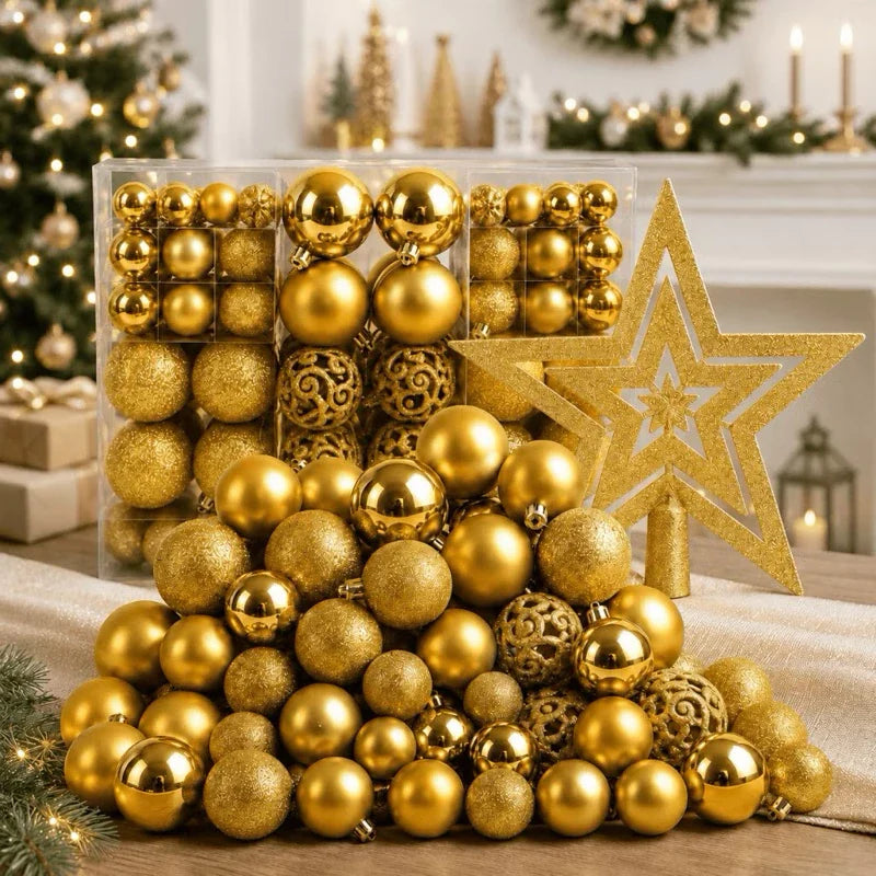 Kit 100 Bolinhas de Natal + Ponteira Estrela e Maleta