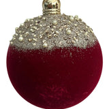 Kit 3 Bolas de Natal Veludo Bordô 10cm com Topo Dourado