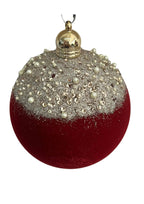 Kit 3 Bolas de Natal Veludo Bordô 10cm com Topo Dourado