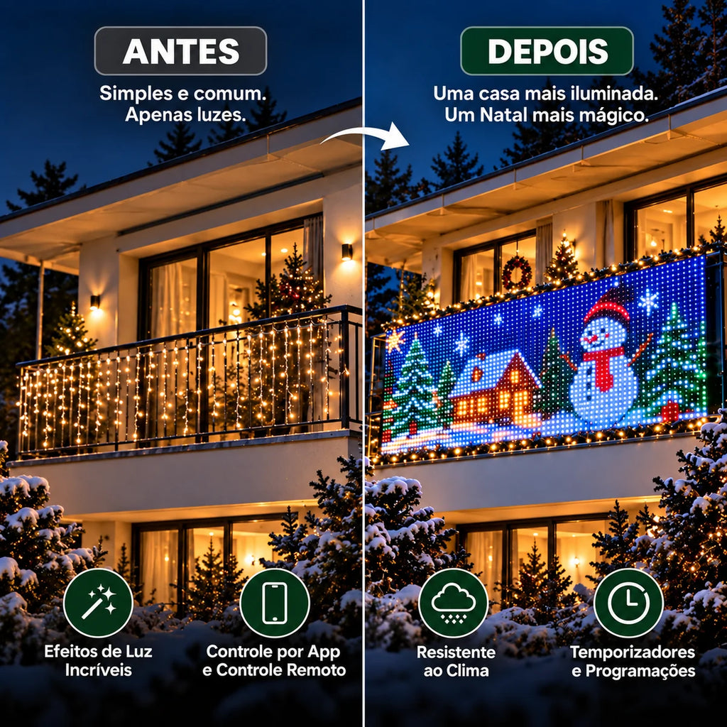 Cortina de LED Animada Inteligente - Controle por App
