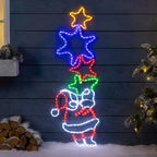 Luminária de Parede Papai Noel com Estrelas em LED Neon 140 cm – 288 LEDs
