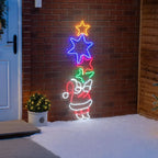 Luminária de Parede Papai Noel com Estrelas em LED Neon 140 cm – 288 LEDs