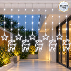 Cortina de Luz Estrela e Rena LED 3m - Decoração de Natal para Janela