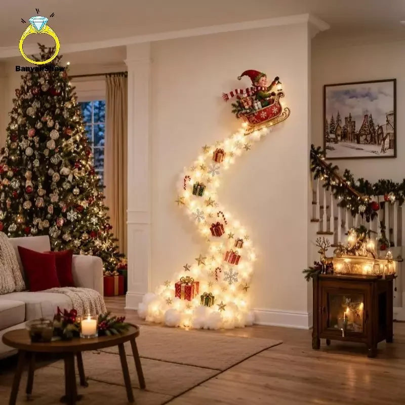 Luz de Parede Trilha Mágica em Cascata LED - Luz Quente 90x33cm