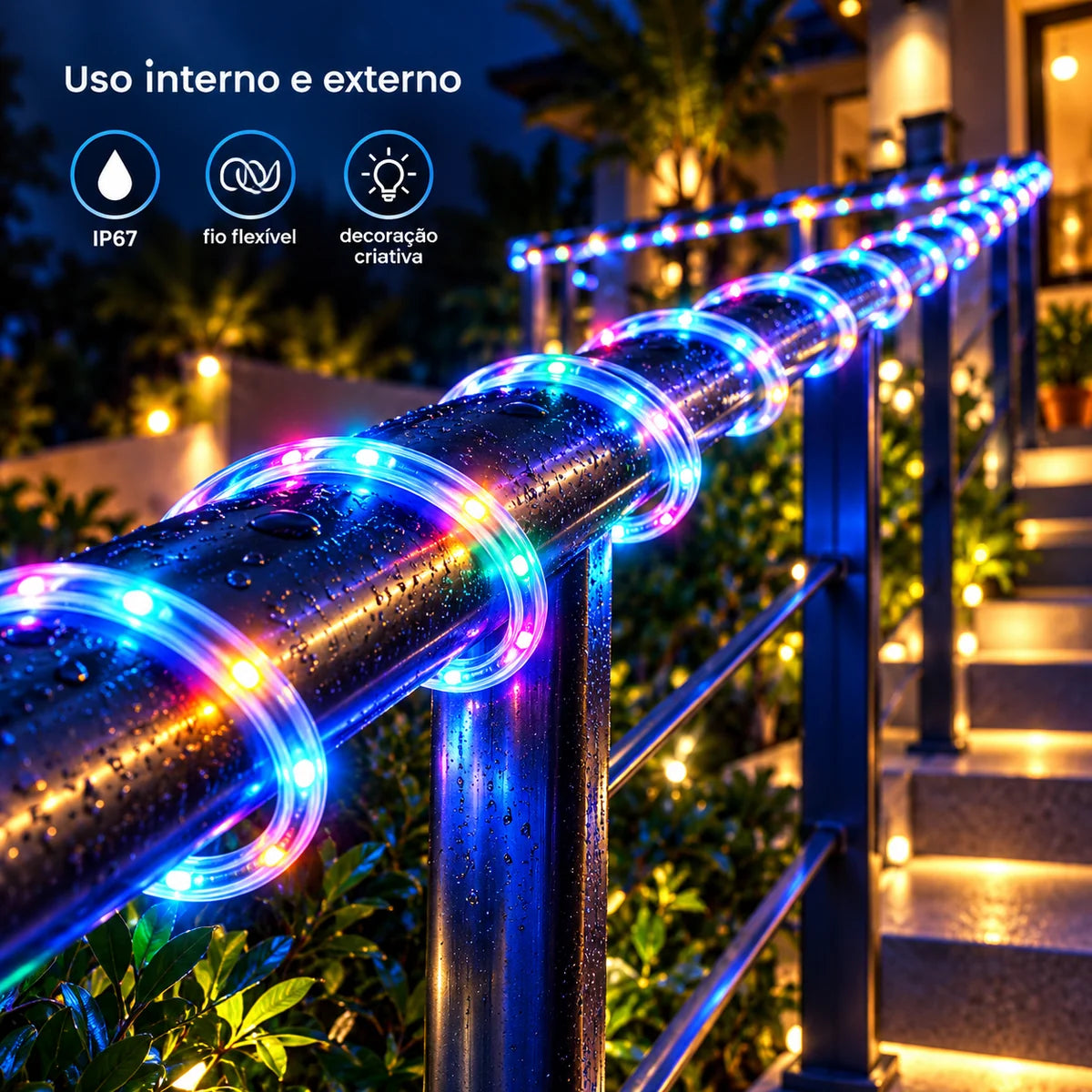Luzes de Corda LED com Controle Remoto - A Pilha, 8 Modos