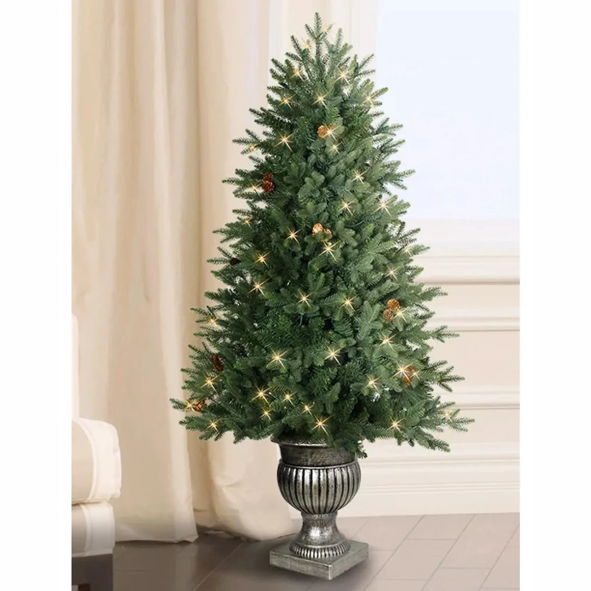 Mini Árvore de Natal 60 cm com Pinhas e Luzes LED Quentes