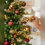 Mini Árvore de Natal 90 cm Encanto Imperial Vermelho e Dourado com Luzes LED