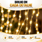 Pendente Iluminado 876 LEDs 8 Hastes 3m - Luz Quente Bivolt
