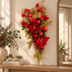 Pendente Natalino para Porta 80cm - Vermelho e Dourado