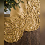 Saia para Árvore de Natal em Veludo Dourado com Bordados e Paetês