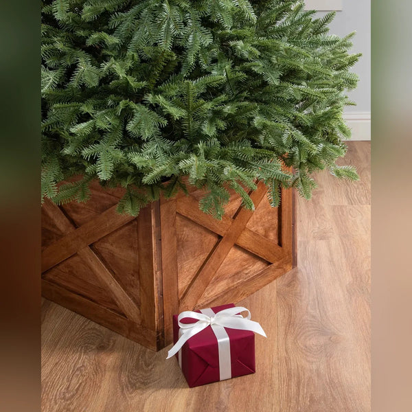 Saia Rígida de Madeira para Árvore de Natal – Caixa Rústica com X