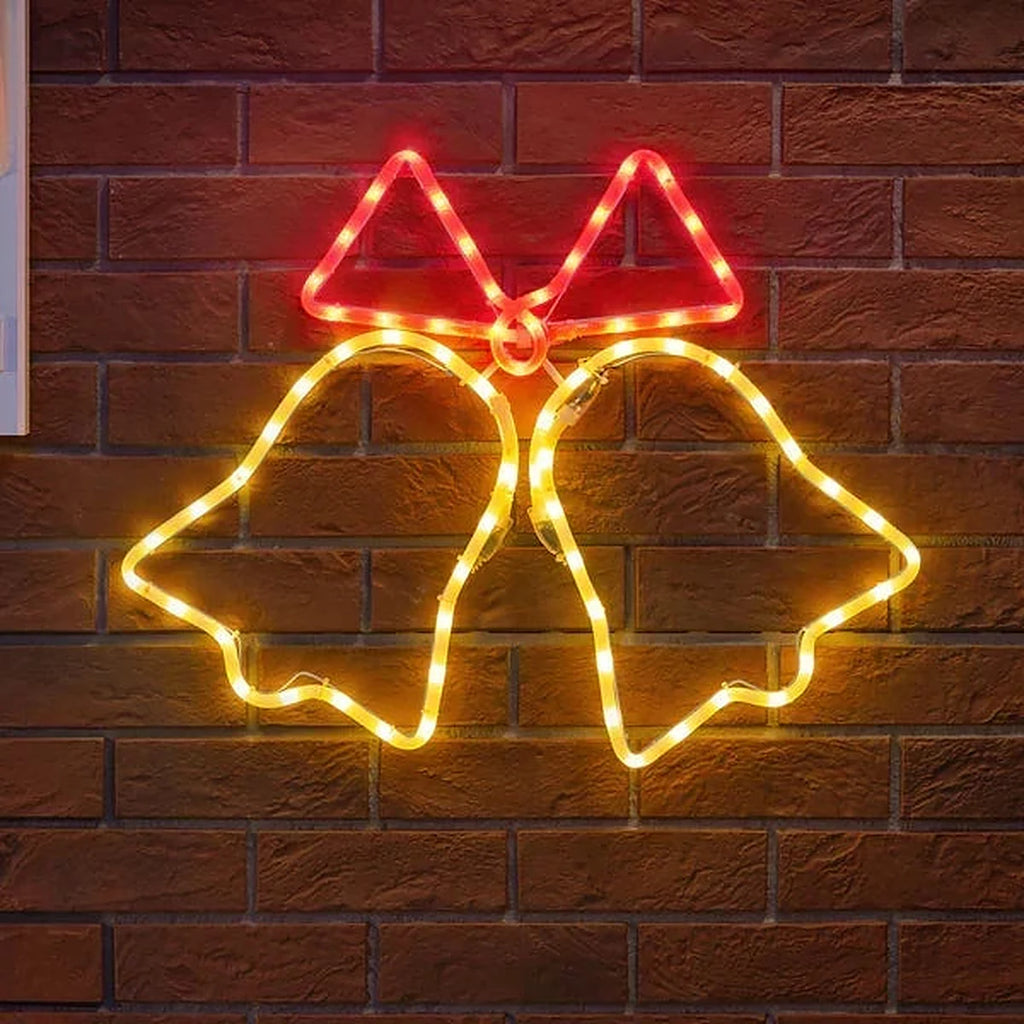 Sinos de Natal Animados em LED Neon 55 cm – Bivolt, Plugue Brasileiro