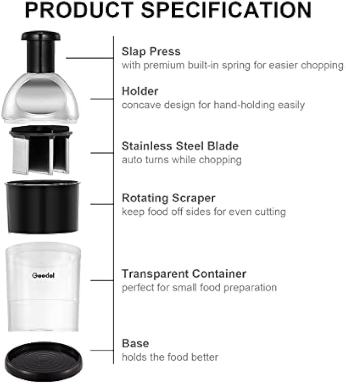 2026 Geedel Manual Food Chopper,2026 Prep Essential! Easily Chop Onions, Garlic, Veggies,BPA Free,Easy Clean