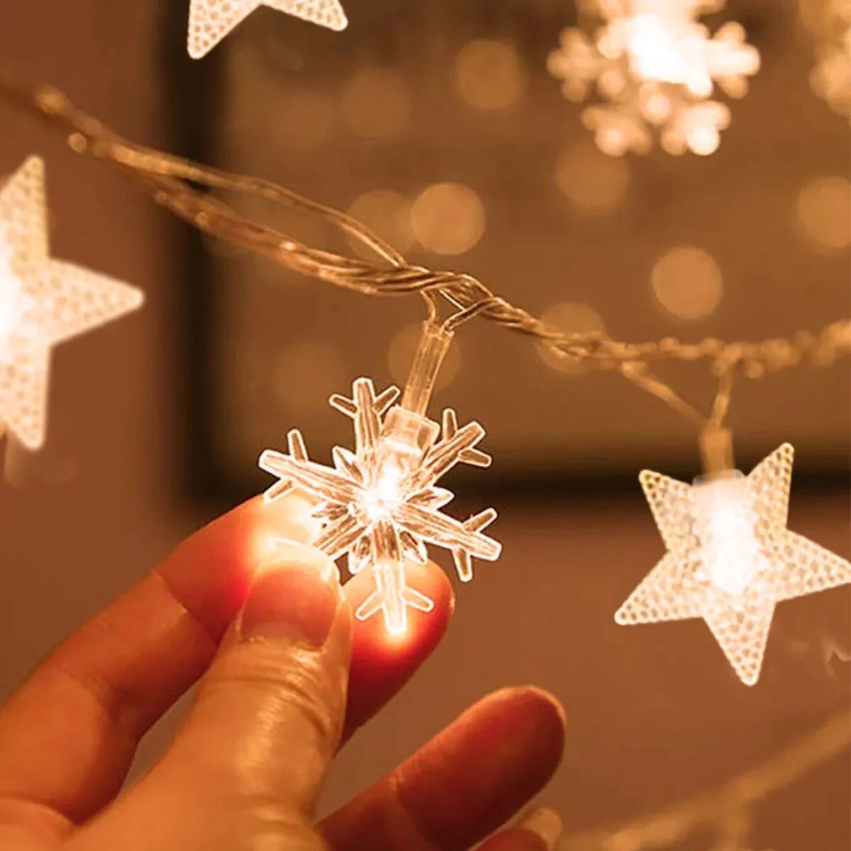 Varal de Luzes de Natal 20 LEDs – 3 m (Árvore, Rena, Estrela e Floco de Neve)