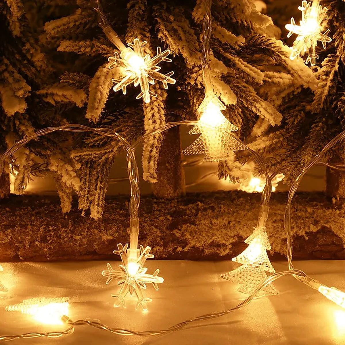 Varal de Luzes de Natal 20 LEDs – 3 m (Árvore, Rena, Estrela e Floco de Neve)