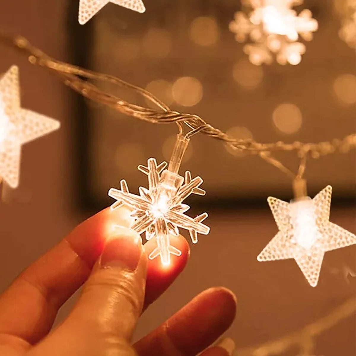 Varal de Luzes de Natal 20 LEDs – 3 m (Árvore, Rena, Estrela e Floco de Neve)