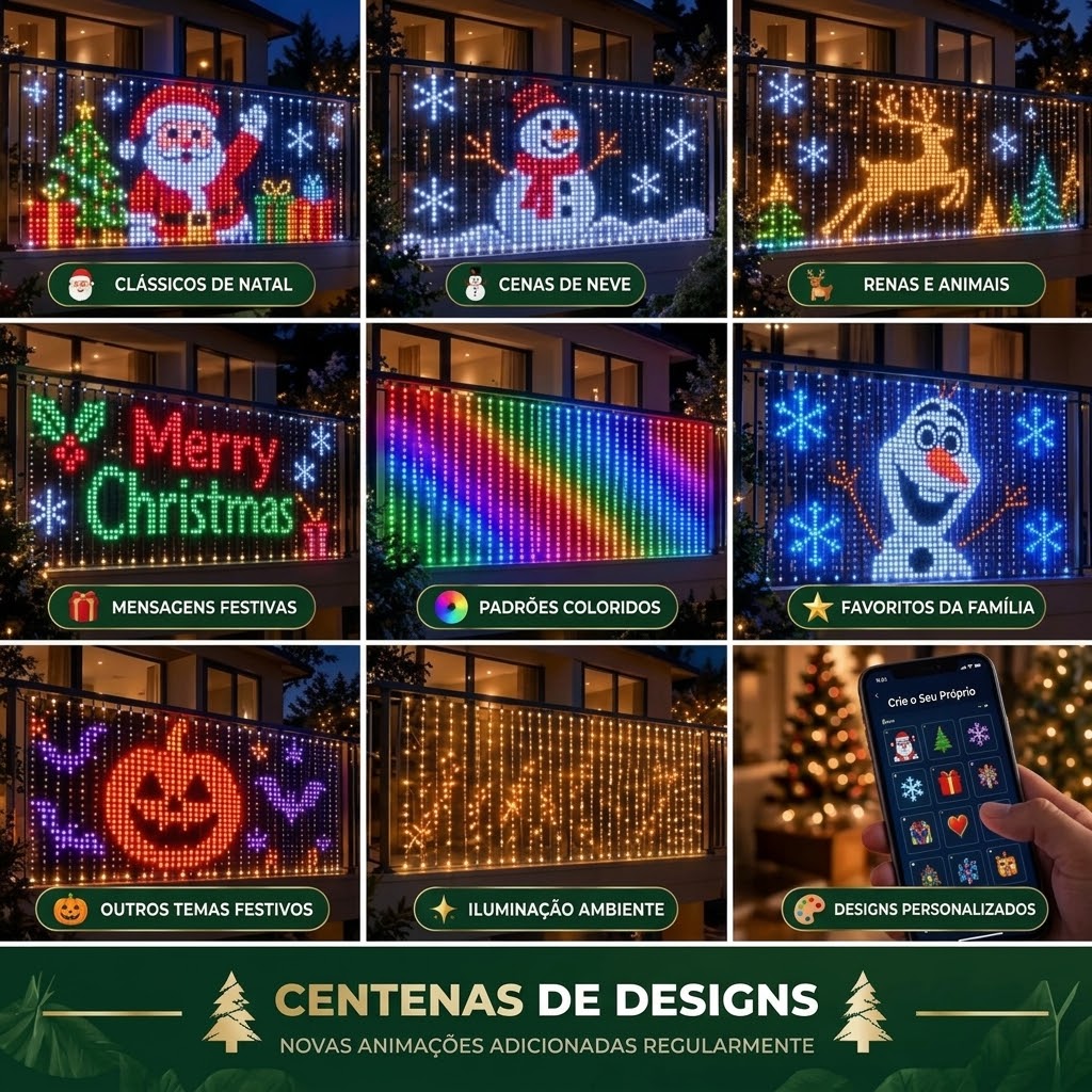 Cortina de LED Inteligente Festilume - animações de Natal