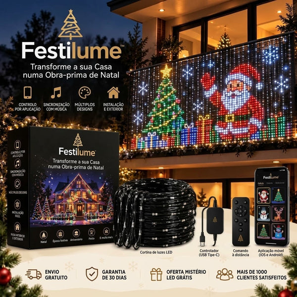 Cortina de LED Inteligente Festilume para Sacada