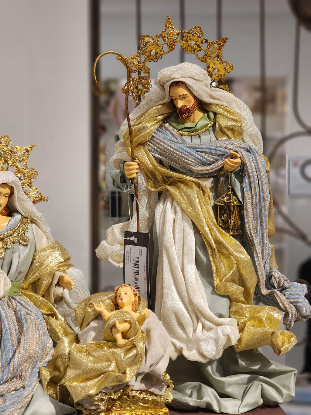PRESÉPIO DE LUXO SACRA AZUL 28CM 4 PÇS
